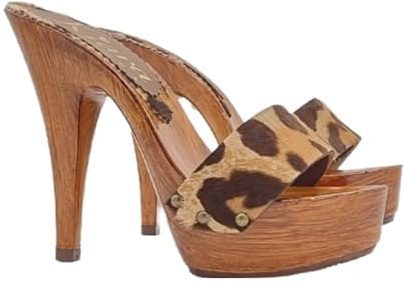 Kiara Shoes Zoccoli Sexy con Tacco 13 e Plateau - Made in Italy - K9102 Leo (Leo, Numeric_36)