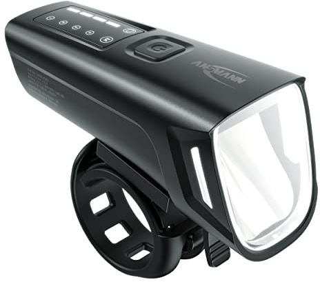 ANSMANN Wiederaufladbare LED-Fahrradlampe 100 Lux (1 Stück) - Leistungsstarkes Fahrradlicht mit 4 Beleuchtungsmodi - Design Fahrradlicht mit Einer Reichweite von 200 m, Schwarz