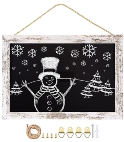 Umtiti Tableau noir magnétique de 22 x 32 cm, cadre en bois massif blanc vintage, tableau noir mural à utiliser à la maison, au bureau et au restaurant, tableau noir - WH2232-US