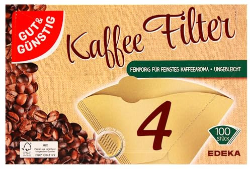 Gut & Günstig Kaffee Filter Größe 4 ungebleicht, 18er Pack (18 x 100 Stück)