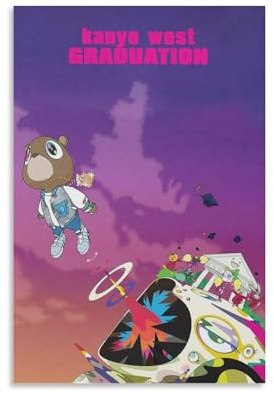 UKewei Kanye West Poster Abschlussfeier, dekoratives Gemälde, Leinwand-Wandposter und Kunstdruck, modernes Familienschlafzimmer-Dekor-Poster, 30 x 45 cm