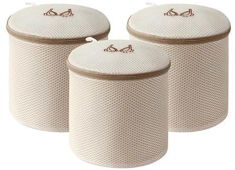 Bh Waschbeutel für Waschmaschine 3-Teiliges Set Wäschesack Mit Reißverschluss Beige Wäschesäcke zum Waschen Wäschenetzbeutel Geeignet zum Waschen von Unterwäsche, Socken in der Waschmaschine