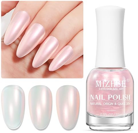 MIZHSE Aurora Glitter Holografischer Nagellack Rosa Waterbased Peel-Off Set für DIY zu Hause Salon 15ml