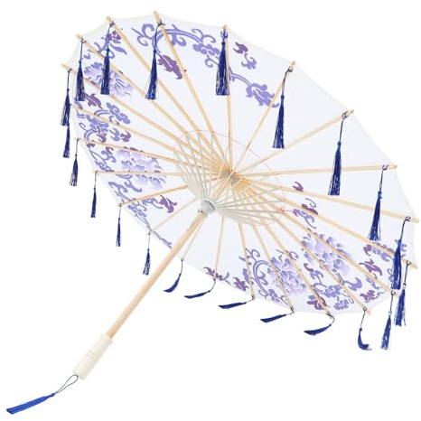 Holibanna Regenschirm mit Holzgriff Deko Schirm für Wohnraum und Mottoparty Japanischer Regenschirm mit Schickem Musterdesign Robust und Elegant