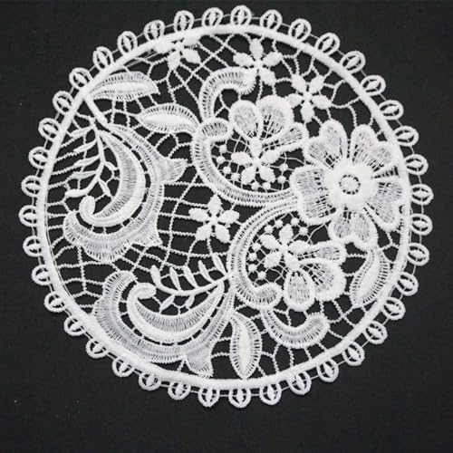 6 Stück Spitze Runde Tischläufer -Baumwolle Spitze Tischset Handgemacht Untersetzer Tischdecke Handarbeit Geklöppelt Spitzendeckchen Häkeldeckchen für Küche, Esszimmer, Dreamcatcher Dekoration-#6