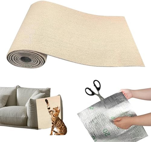 Kratzmatte Katze Wand,Selbstklebend Kratzschutz Katze,Kratzteppich Katzen,Kratzbrett Katzen Sofa,Kratzbretter Katze Wand,Kratzwand Katzenkratzbretter für Schützt Teppiche (Khaki, 40x300cm)