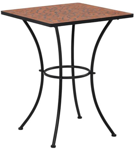 Tidyard Mosaik Bistrotisch Gartentisch Mosaiktisch Beistelltisch Outdoor Esstisch Balkontisch Terrassentisch Couchtisch Gartenmöbel Terrakotta 60 cm Keramik
