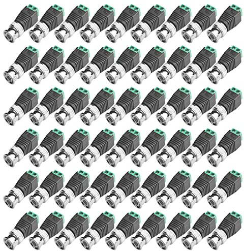 Fanbalunke BNC Male Balun Connector 90 Pcs Coaxial Cat5 Cat6 to BNC Male Connector and BNC to 2 Screw Camera Terminal Male Adpater For CCTV Surveillance Camera,DVR, TV, Video