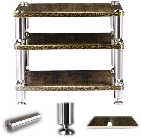 HAEKEBC HiFi Regal 60cm AV-Medienständer Eckständer Audio Rack HiFi-Audioschrank Holz Multimedia Schrank Mit Stoßdämpfenden Für Stereoanlagen DVD-Player(25+30cm/10+12inch)