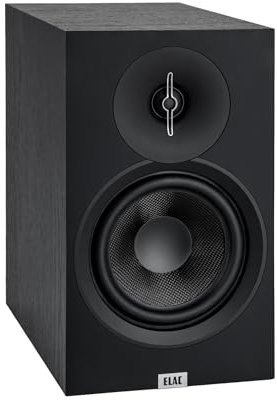 ELAC Debut DB63-BK DB63-BK - Coppia di altoparlanti da scaffale, tweeter a cupola in alluminio da 2,5 cm e woofer in fibra aramidica da 16,5 cm, Bass Reflex a 2 vie, risposta da 42 Hz a 38 kHz