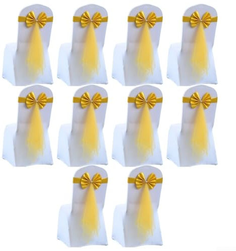 Zilimontt Elastische Stretch-Stuhlhussen, Schärpen, mit Schnallenschleifen, elegante Schleife, elastische Stuhlschärpen, Abdeckbänder-Set, für Hochzeits-Party-Dekorationen, mehrere Farben erhältlich