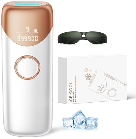 Laser Hair Removal Ubroo IPL Hair Removal Device with 5℃ Ice Cooling,Painless Laser Hair Removal for Women and Men,Full Body Use for Legs,Bikini,Armpits (Gold)