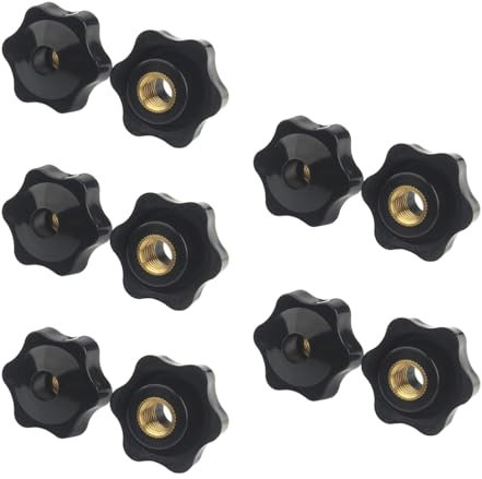 Écrou Étoile M8 en Plastique Noir avec Filetage Intérieur en Laiton, DA 32 mm, Pas de 1,25, pour Machines-Outils et Équipements