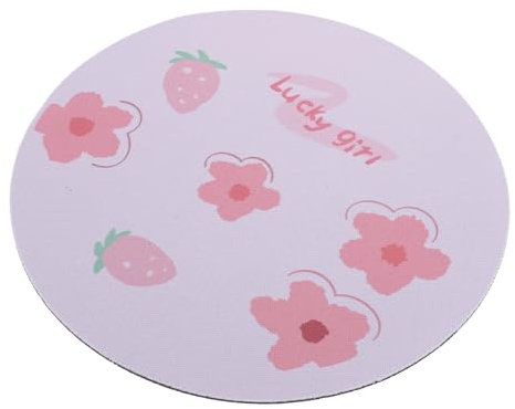 OFFSCH Pink Small Strawberry Cartoon Mouse Pad Anti-slip Gaming Desk Mat Floral Pattern Cute Non-slip Table Cushion for Office and Home