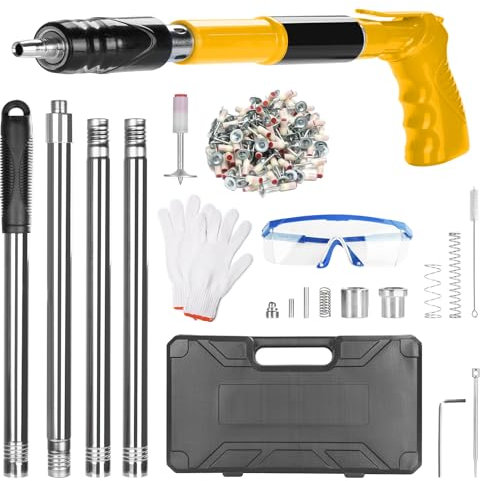 Nagelpistolen-Set mit 120 Stück Nägeln, 5-stufig einstellbare manuelle Stahlnagelpistole, Nagelpistole Nägel Druckluft Set, Manuelle Nail Gun Werkzeug, Hammer Gun, für Stahl & Beton, mit Schutzbrille