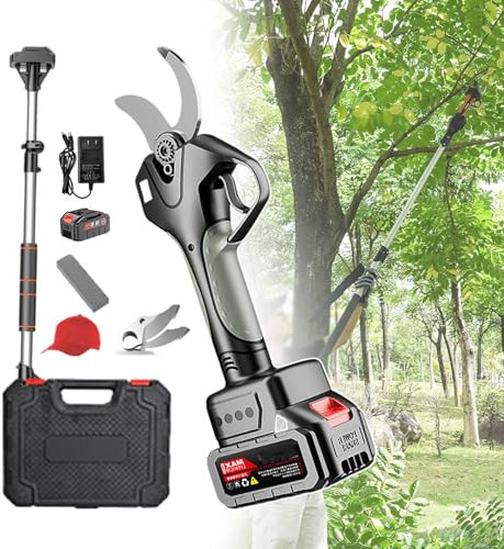 forplubossmmp Forbici da Potatura Elettriche + Asta Telescopica,Cesoie da Giardino,Cesoie da Potatura Professionali A Batteria con Cappello Parasole E Cassetta degli Attrezzi,Tagliasiepi Elettrico