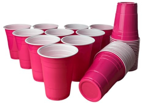 wildvival 50x Pinke Party-Becher – Robuste Plastikbecher für jeden Anlass – 16 oz (473 ml) – Ideal für Partys, Picknicks und mehr
