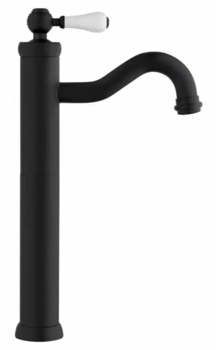 Yellowshop - Miscelatore bagno completo rubinetteria Como retrò vintage leva pomo bianco lavabo bidet vasca e doccia incasso esterno in ottone nero flessibile inox Made in italy (Lavabo Alto)