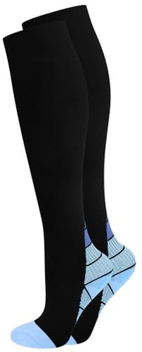 Mugust Kompressionsstrümpfe Damen und Herren, Kompressionssocken Stützstrümpfe Laufstrümpfe Kompression für Sport Laufen Radsport Flug (DE/NL/SE/PL, Alphanumerisch, S, M, Regular, Regular, Blau)