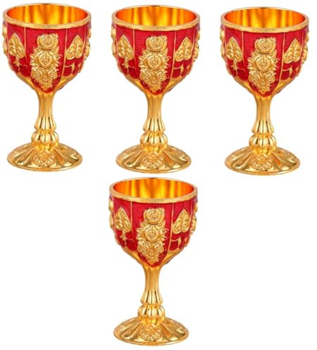Cabilock 4 Pièces Gobelet Vintage Tasse Verre Inoxydable Thermique En Buvant Expresso Barman Décor Verser Bouteille Jeu Calice De Fête Calice Rouge Alliage