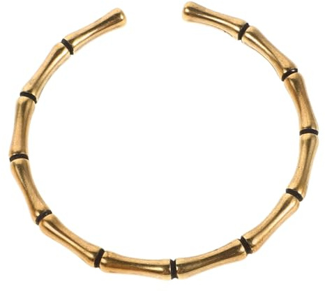 Veemoon Minimalist Open Cuff Bracelet for Women Bamboo Pattern in Golden Brass, Comfortable Fit and Smooth Finish, for Daily Wear and Parties