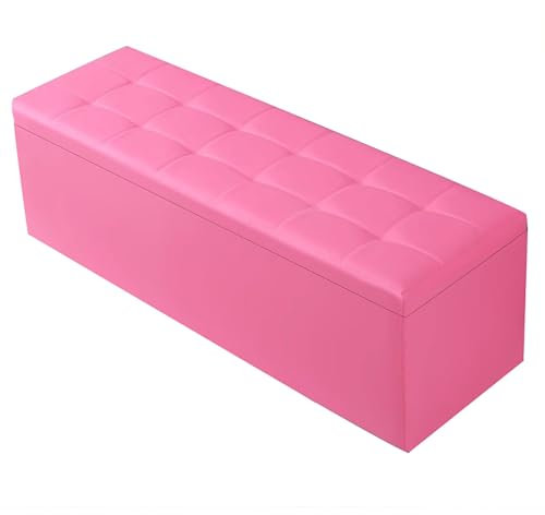 ZPRYZHD Truhenbank, PU-Ledersitz mit Stauraum, Multifunktionale Aufbewahrungsbänke, Fußbank fürs Bett, für Einkaufszentrum, Café(Pink,47.2in/120cm)