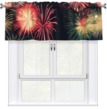 GaxfjRu Wunderschöner Querbehang mit Feuerwerk-Druck, Verdunkelungsvolant für Badezimmer, 7,6 cm