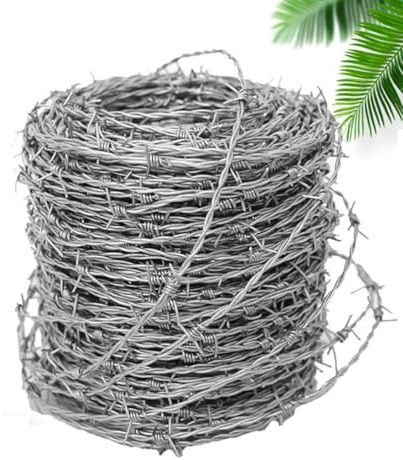 Rollo de Alambre de Púas, Alambre de Espino Galvanizado, Fuerte y Flexible Alambre Espino para Manualidades, Cercas y Repelente de Plagas,1.6mm,40m
