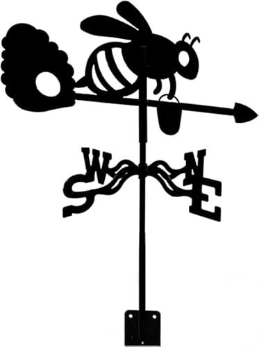 Banderuola segnavento in metallo, Indicatore di direzione del vento in metallo a forma di ape, scena di fattoria per decorazione esterna del giardino sul tetto, cortile o fattoria