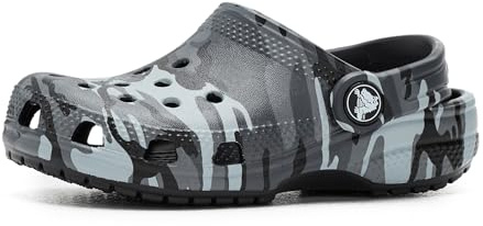 Crocs Unisex Kids Clog, Classic Camouflage Clog, Black/Slate Grey, 5 UK Child