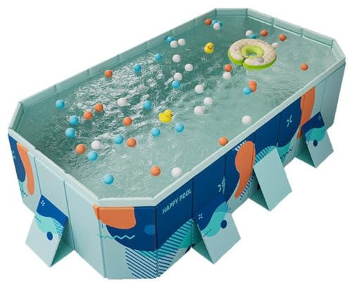 Wttagkl Foldable Multipurpose Wading Pool for Family, Pets & Outdoor Use | Non-Inflatable Collapsible Pool with Carry Handle | Durable Swimming Pool for Garden, Balcony, Camping, Blue C-300CM