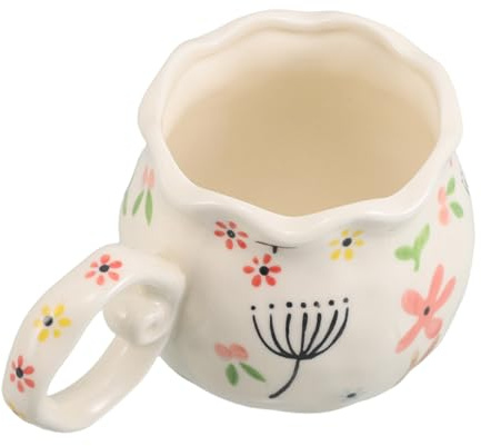 CLISPEED Taza de Cerámica con Diseño Floral Único Mug Aesthetic Vintage con Asas para Café y Capacidad para Decoración y Uso Diario