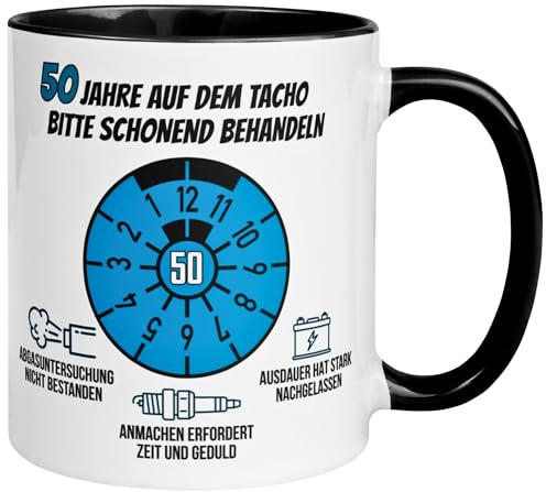 50 Geburtstag Mann Geschenk | 50 Jahre auf dem Tacho – Schonend behandeln | Geschenk Männer 50. Geburtstag | Geburtstagsgeschenk 50ter Geburtstag | Lustige Geburtstagstasse mit Spruch zum 50ten