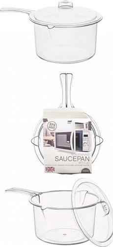 Home Fittings ® Cook Polly Carbonate Non-Staining Easy Microwave Saucepan and Lid, Clear 600ML BPA Safe 0.5L Sauce Pan
