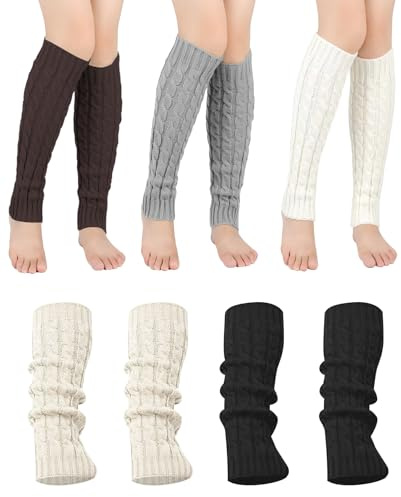 ALONK 5 Stück Stulpen Damen, Beinstulpen Damen, Legwarmers(schwarz, weiß, hellgrau, kaffee, beige weiß)