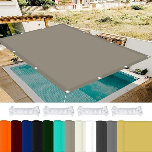 Tenda parasole per esterni, 5 x 5,5 m, 98% poliestere UV BlockPES, copertura quadrata per giardino, cortile, patio, colore cachi, soluzione ombreggiante per esterni