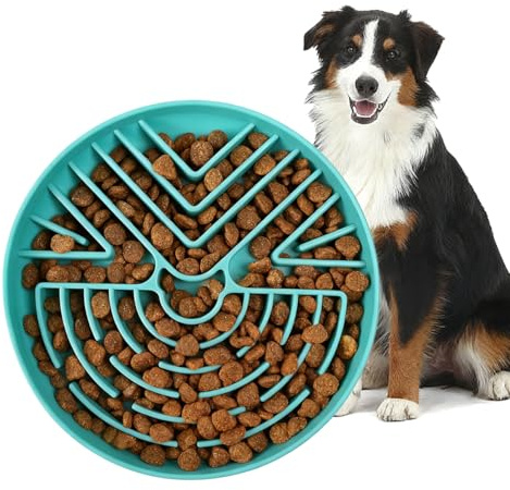 Vninkul Antischlingnapf Hunde Ø 20 cm Silikon Langsame Fütterung Hundenapf Anti Schling Napf Slow Feeder Dog Bowl Interaktiver Fressnapf gegen Schlingen mit Saugnapf für Kleine bis Mittel Große Hunde