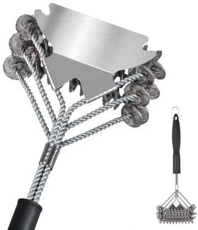 Zfegto Grill Brush for Outdoor Grill - Safe Barbecue Brush Cleaning Brush,Grill Scraper Stainless Steel Barbecue Brush Barbecue-for Porcelain/Weber Gas/Charcoal Grill
