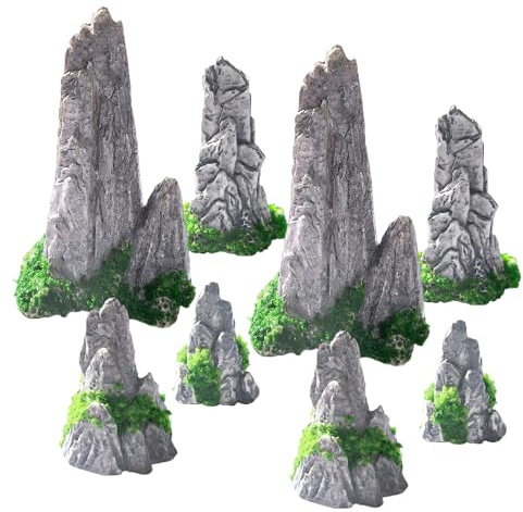 ZHITENG 8 Stück Miniatur Berge Deko Landschaft, Zen Garten Miniatur Berge | Aquarium Dekoration Mini Harz Bergmodell, Zen Gartendekoration Harz Für Micro Landschaft Aquarium Den Innenbereich Bonsai DIY
