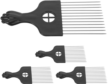 GALPADA Peines de Metal para Cabello Afro 4 Piezas Peine Ancho para Cabello Rizado y Grueso Herramienta Profesional para Peinar y Separar Mechones en Salón y Uso Personal