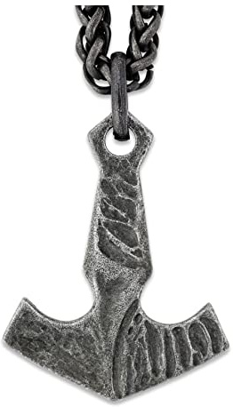 Hanary Collar vikingo Mjolnir, colgante de amuleto antiguo del martillo de Thor, cadena de trigo, joyería vikinga, regalo para hombres y mujeres