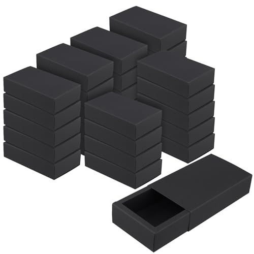 YIXNSW 30 Stück Geschenkschubladenbox, Schmuckbox 17,2 x 10,2 x 4,2 cm Kraftpapier Schwarz, Geschenkverpackung für Hochzeit und Geburtstag