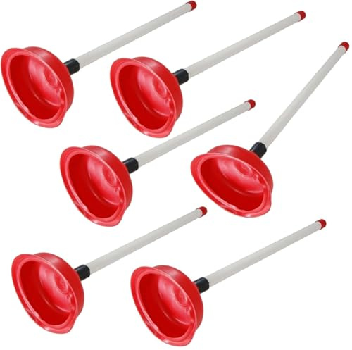 YSAMAX Plunger with Handle, Durable Construction, Flexible, Easy to Use, Powerful Clog Removal, Comfortable Handle, Tackle Blockages, Ideal for Home & Light Commercial Use (Pack of 6)