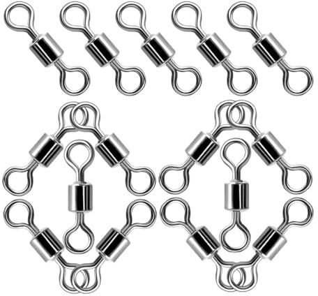 Housoutil 100pcs Fishing Rolling Barrel Swivels Connectors 12# Saltwater Coarse Fishing Tackle Accessories Line Connector for Drifting and Kayak