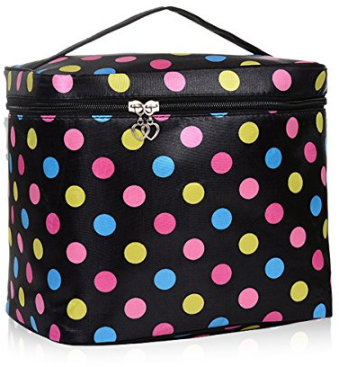 HQdeal Cute Polka Dot Cosmetic Bag Trucco Pouch Case Toiletry Bag Trucco Bag, nero, 1 Unité (Lot de 1), Polka dot