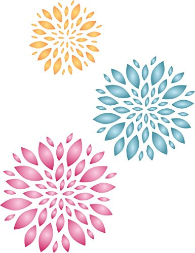 Schablone mit Blumenmuster, 20 x 26,5 cm (M) – wiederverwendbar, großes Wandbild mit Blumenmuster, Wandschablone