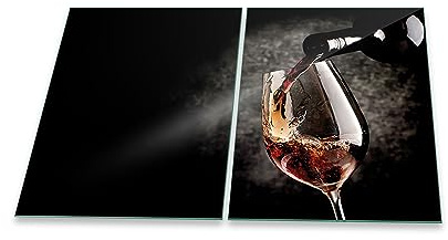 Herdabdeckplatte Abdeckung Ceranfeld Abdeckplatte Schneidebrett 2-Teilig 80x52 Wein Braun Spritzschutz Glasplatte Ceranfeldabdeckung Schutz Herdschutz Sicherheitsglas Glasschneidebrett 2x40x52