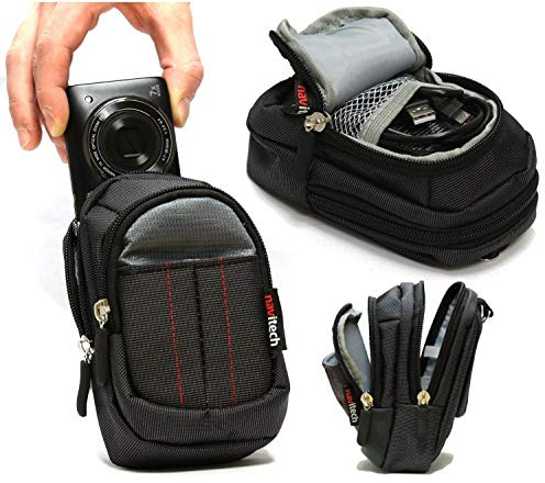 Navitech Black Digital Camera Case Bag for Panasonic Lumix DC-TZ100, DC-TZ95, DC-TZ90 with Shoulder Strap and Belt Clip