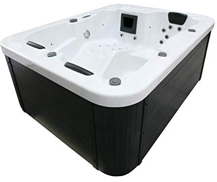 Outdoor Whirlpool Hot Tub Malta Farbe Weiss mit 27 Massage Düsen + Heizung + Ozon Desinfektion + LED Beleuchtung für 2-3 Personen für Garten/Terrasse/Außen (Ohne Einstiegstreppe)