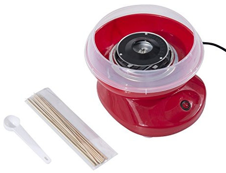 HOMCOM Macchina per Zucchero Filato in PP, Acciaio Inox e Alluminio 450W 27 x 26 x 18cm Rosso